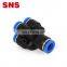 SNS PXY Series one touch 5 way different diameter double union Y type reducing air hose tube connector plastic pneumatic quick f