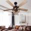 Indoor Rustic Industrial Matte Black Three Solid Wooden Blade 52inch DC Motor Remote Control Led Ceiling Fan With Light