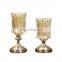 Large Size Amber Luxury Metal Frame Glass Flower Vase