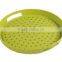 Plastic double non slip round food serving tray with handle