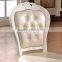 European Style Rubber Wood White Leather and Wood Dining Chair for Dining Room