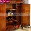 Hallway furniture wood shoe rack with handmade carving for storage AL-207