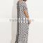 Dresses latest women girl design fashion photos Black and White Polka Dot Print Pockets Maxi Dress