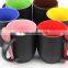 Creative Magic 11 oz Color Changing Matte Outer Black And Inner Color Ceramic Coffee Mug Eiyh Inserting Spoon