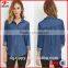 2015 China wholesale new designs chambray pocket denim shirts for women                        
                                                Quality Choice