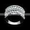 Elegant 5 row Cubic Zirconia micro pave rhodium plating jewelry ring