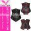 Black color steel boned corset latex nude color cincher