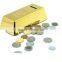2014 New design Gold Bullion replica money saving cheap large plastic piggy bank for kids