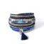 Hot sell double wrap rhinestone velvet bracelet with tassel wholesale jewelry