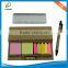 Office sticky note book with pen and ruler