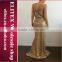 Wholesale fashion stock spangle gold long sleeve woman sexy evening party dress