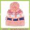 Wholesale stripe pom pom knit beanie hat