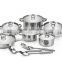 high quality 15pcs stainless steel cookware set