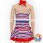 Children Stripe Patterns Halter Swim Dresses For Girls Kids Lovely Bikini Girls Swimwear