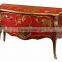 Exquisite Handmade French Versaille Solid Wood Bombe Chest Painted with Brown Lacquer and with Golden Brass Decor BF12-04254a