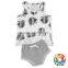 Feather Pattern Cotton Sleeveless Baby Clothes Set Summer Girl White Tops And Dark Green Shorts