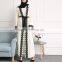 Front Open Contrast Lace Trim Self Tie Longline Abaya Moroccan Kaftan HSd5215