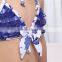 Purple Flowers-print Custom Toddler Bikini Little Girls Swimwear Models