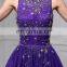 Women Sleeveless purple A-line prom dress with beautiful Handmade star beading