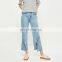 New fashion model plain sky blue women denim jeans pants