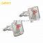 Custom Sliver Plated Metal Dead Skull Enamel Cufflink for Men