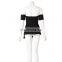 TWOTWINSTYLE Off Shoulder Shirt Female Ruched Patchwork Tunic High Waist Backless Asymmetrical