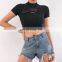 Hot Wholesale Women's Ladies Solid Skinny Crop Top T-shirt
