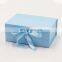Custom ribbon elegant baby blue food hamper magnetic closure giftbox wholesale