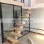 Customize design straight / L shaped staircase glass balustrades & handrails indoor stairs with LED lights