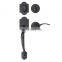Iron Black Finish Single Cylinder Deadbolt Handle Set with Lever Door Handle Reversible for Right and Left Handed