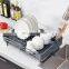 Stainless Steel Dish Drying Rack Adjustable Kitchen Plates Organizer With Drainboard Over Sink Countertop Cutlery Storage Holder