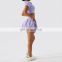 2 Pcs Tennis High Waist Skirts Set Yoga Polo Neck Crop Tops Fitness Sports Bras For Women