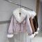 Fox fur collar zipper suede fur short jacket for women