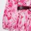 Spring and summer new European and American style women's fashionable temperament long sleeved dress with belt and printed dress