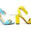 latest high heel slingback comfortable lady sandals with gold button