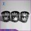 2016 new design snow pattern shaped electroplate black tealight candle glass