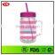 Bpa Free Insulated 24oz Acrylic Double Wall Mason Jar Tumbler With Handle and Straw