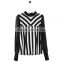 PRETTY STEPS 2016 high end fashionable black and white svertical striped blouse shirts for women
