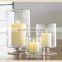 clear hand blown cylinder hurricane glass candle holders with stem