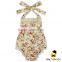OEM Service Flower Printed Sleeveless Halter Fringe Toddler Baby Girl Floral Ruffle Romper Clothes