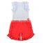 2017 clothing sets children toddler girl clothing white shirts ruffle shorts baby outfit