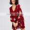Guangzhou Shandao Latest Fashion Printing Red Chiffon Long Sleeve 100% Polyester ladies casual dresses pictures