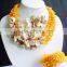 Fancy styles!!! New arrival beauty yellow coral and shell flower jewelry set