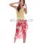 Flower printed red women sarong pareo beach scarf