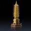 This Wen Chang Pagoda for Fengshui Was Molded Using Lost-Wax Method and 24k Gold Leaf Finish