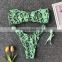 Bandeau Swimsuit Bikini 2019 Printed Women Swimwear Padded Biquini Bandage Swimwear stroje kapielowe Two Pieces Trikini