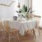 Restaurant Washed Woven Table Cloth 90" Linen Textile Rectangular Table Clothes With Tassel