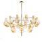 Modern glass Globe gold plated metal Chandelier Pendant Light
