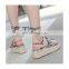 women latest fancy design high heel snake print lace up platform wedges sandals shoes ladies animal print wedge shoe (LAJWG0006)