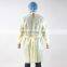 Yellow disposable fluid resistant isolation gown medical non woven pp pe waterproof isolation gown